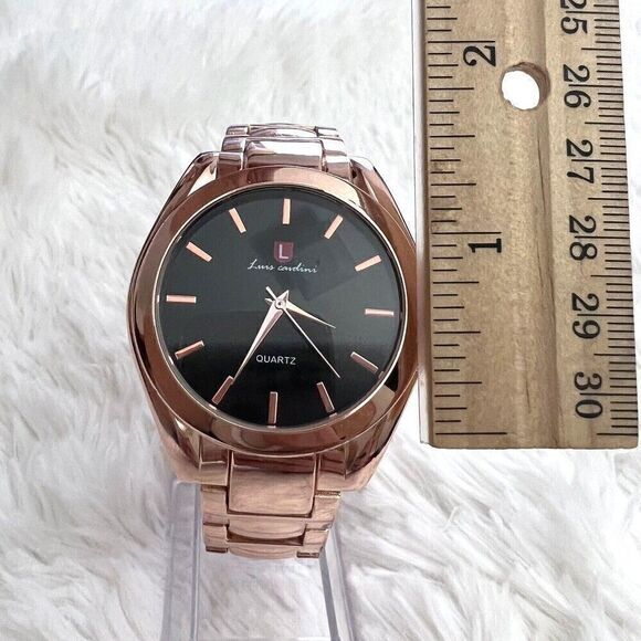 Luis Cardini Rose Gold Quartz Women's Watch Elegant Timepiece Black Dial - Picture 7 of 13